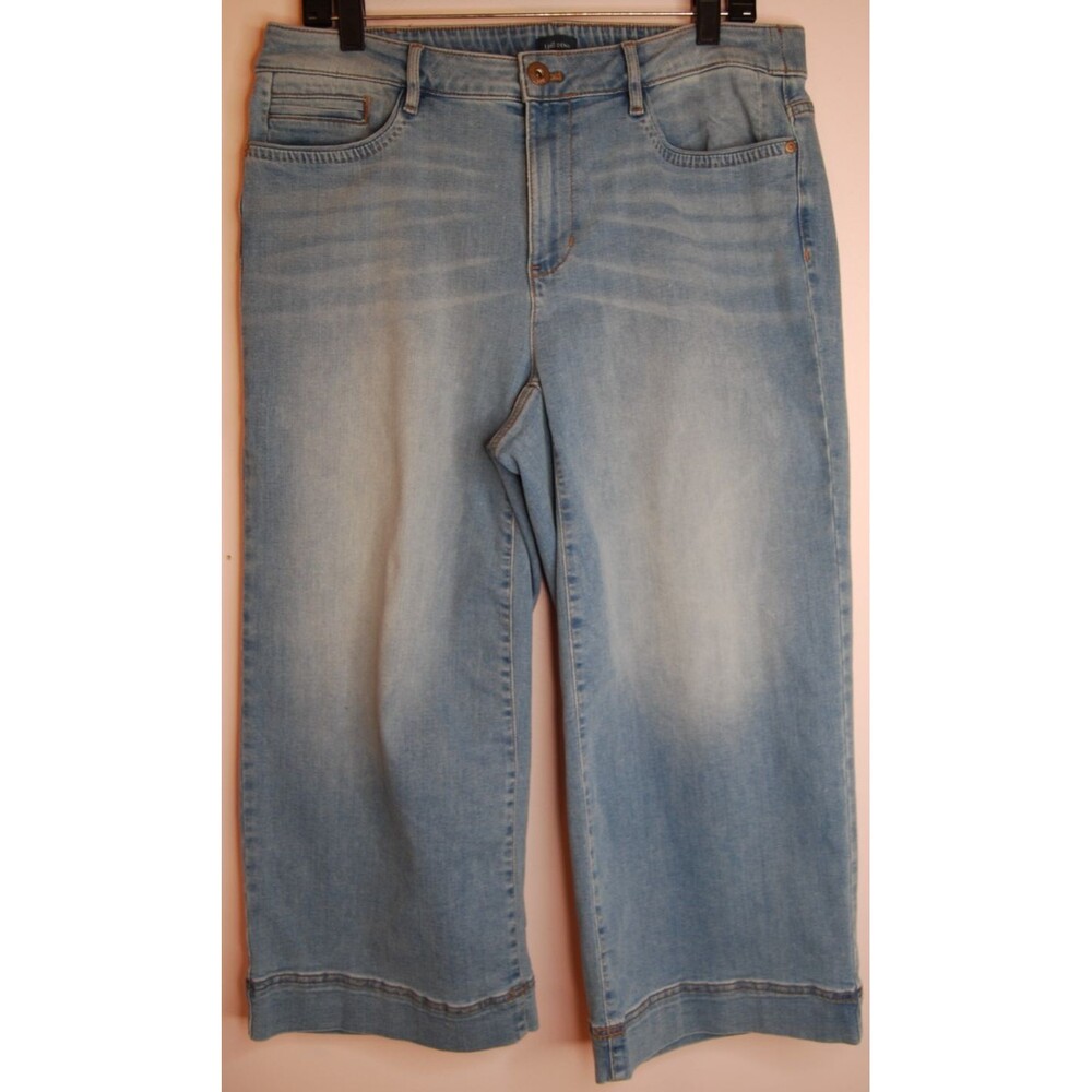 J Jill Denim High Rise Wide Leg Crop Jeans Light Wash Light Blue 16